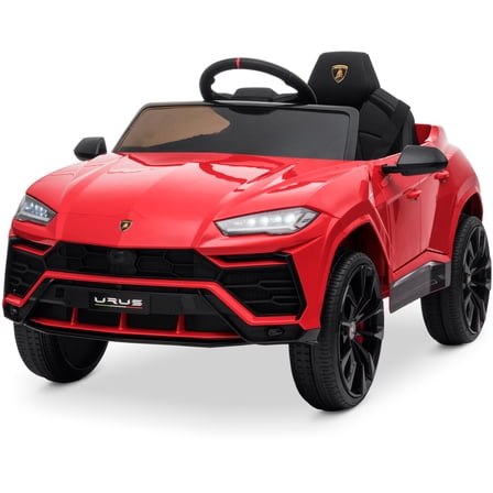 Kidzone 12V 7AH Kids Ride On Car Licensed Lamborghini Urus Electric Vehicle High/Low Speed With 2.4G Remote Control, Horn, Radio, USB Port, AUX, Spring Suspension, Opening Door, LED light, Red