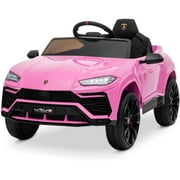 Kidzone 12V 7AH Kids Ride On Car Licensed Lamborghini Urus Electric Vehicle High/Low Speed With 2.4G Remote Control, Horn, Radio, USB Port, Spring Suspension, Opening Door, LED light, Pink