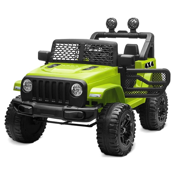 Kidzone 12V Battery Powered Electric Ride-on SUV Toy Vehicle for Boys & Girls, DIY License Plate, 4 Wheeler Quad Car, MP3, High Low Speeds, LED Lights, Bluetooth - Green