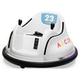 thumbnail image 1 of Kidzone 12V Kids Toy Electric Ride On Bumper Car 360 Spin 2 Speed Battle Vehicle With Remote Control, Bluetooth Music, DIY Race# 00-99 and Alphabet Stickers, ASTM-Certified, White, 1 of 8