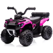 Kidzone 6V Ride on ATV, Battery Powered 4-Wheeler Electric Vehicle for Toddlers w/ Bluetooth, USB, Storage Box, LED Headlight, Safe Speed 1.5-2 km/h, Ages 18+ Months - Pink