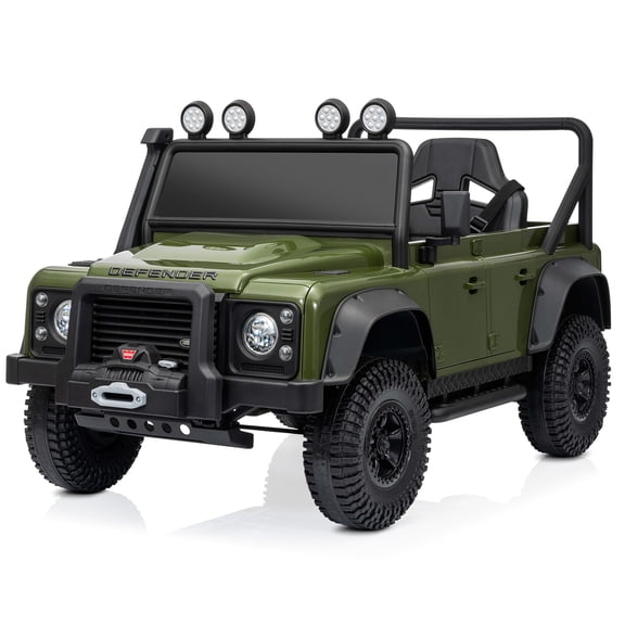 Kidzone Licensed Land Rover Defender 110 SVX Ride On Car for Kids, 12V Battery Powered Electric SUV Toy w/ Parent Remote Control & Manual Driving, Bluetooth, LED Lights, Off-Road Wheels - Green