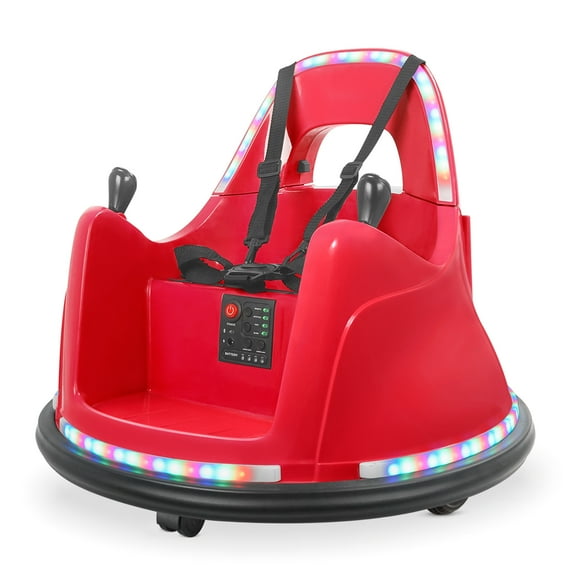 Kidzone Smart Bumper Car for 2-6 Years Unisex Toddler & Kids, 12V 2-Speeds Electric Ride On Bumping Toy Gifts W/APP Control, LED Lights, Bluetooth, 360°Spin & DIY Sticker, ASTM Certified, Red