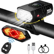 Kieccall 1000 Lumens Bike Headlight Rear Turn Signal Set USB Rechargeable 1200mAh Bluetooth Remote Light