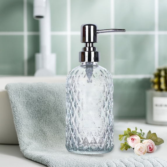 Kieccall 15.2 fl oz Pineapple Shaped Glass Soap Dispenser Hand Soap Bottle for Bathroom Gift