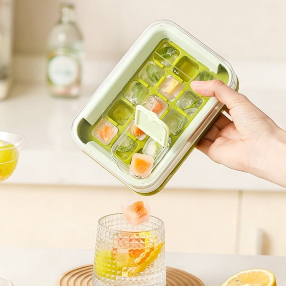 Kieccall 15 Grid Lidded Ice Tray, Easy Demold Ice Maker, Stackable Freezer Organizer for Household Daily Ice Production