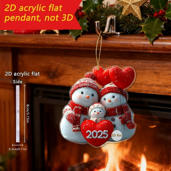 Kieccall 2026 Christmas Snowman Design 2D Acrylic Car Mirror Charm, Annual Collectible Holiday Ornament for Rearview Mirror Decoration