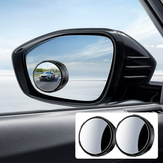 Kieccall 2pc Car Rearview Mirror Suction Cup Type Car Small Circular Mirror 360 Degree Rotation Wide-Angle Large Field Of View Reversing Assist Blind Mirror