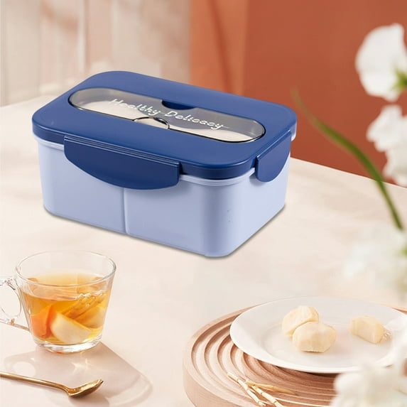 Kieccall 3 Compartment Lunch Box Plastic Meal Container For Home Kitchen Work Picnic Multi Use Food Storage Serving Box