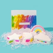 Kieccall 4 Pack Moon Star Bath Bomb Rainbow Bubble Salt Ball For Home Spa Bathroom Relaxation Fragrant Body Cleansing Bath Use Gift