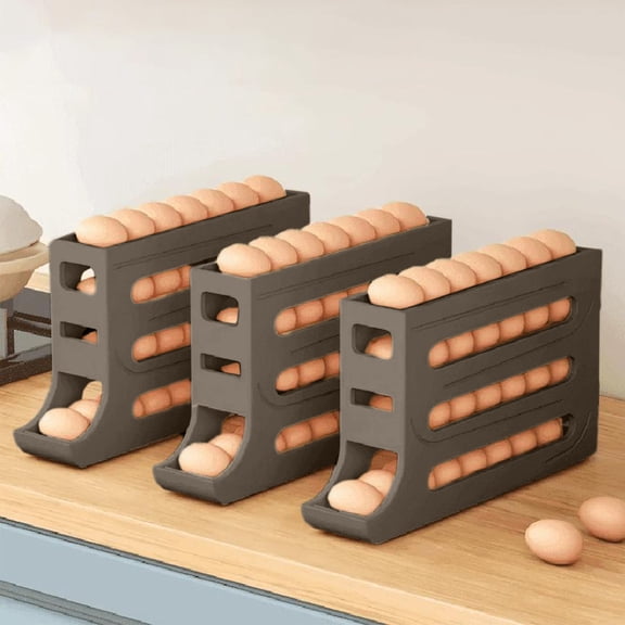 Kieccall 4 Tier Slide Egg Storage Box 30 Egg Holder Organizer for Refrigerator Kitchen Use