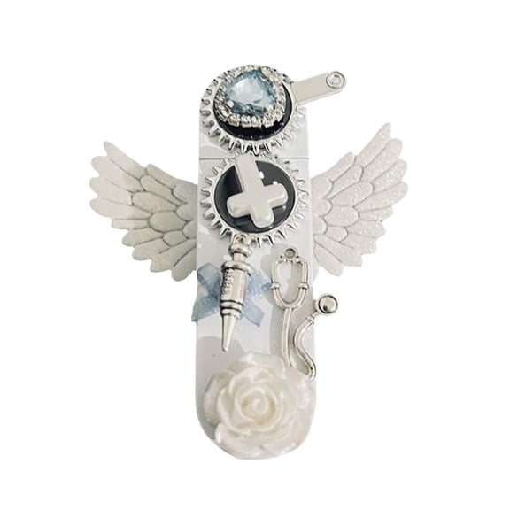 Kieccall Angel Wings Design Lighter White Gear Torch Pink Flame Novelty Lighter Gift for Collectors