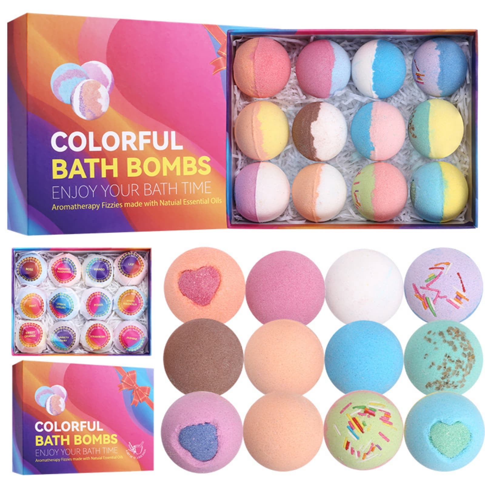 Kieccall Bath Bomb Set Fizzy Salt Balls For Home Spa Bubble Bath Aromatic Body Cleansing Relaxing Leisure Bath Time Gift