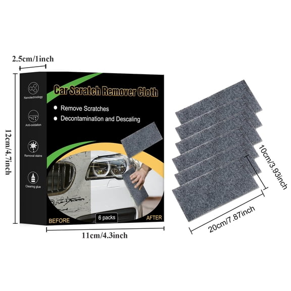 Kieccall Car Scratch Eraser Cloth 6 Pack Nano Fabric for Auto Paint Scratch Removal Gift