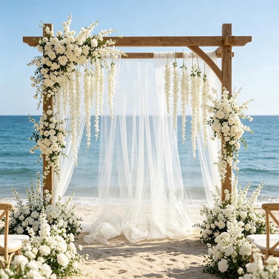 Kieccall Chair Decoration Wedding Drape 78.74 Inch Sheer Fabric Sash for Outdoor Wedding Party Ceremony Romantic Event Chair Ornament Gift