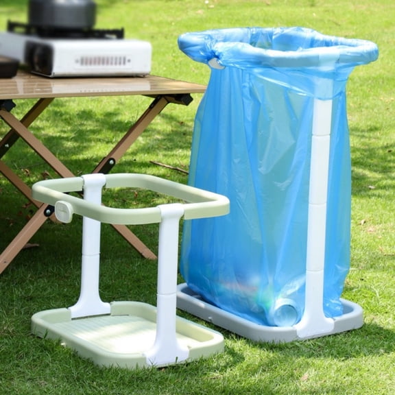 Kieccall Collapsible Outdoor Garbage Bin Rack, Height Adjustable Portable Waste Storage Frame for Camping Patio Yard Outdoor Sanitation Gift