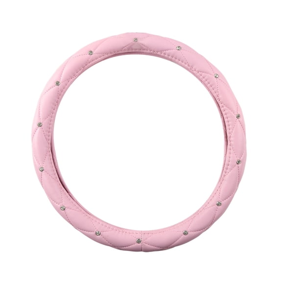 Kieccall Diamond Embossed Leather Non Slip Steering Wheel Cover Universal Fashion Decorative Vehicle Interior Handle Protector Gift