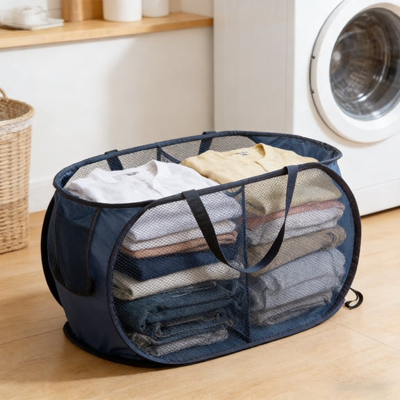 Kieccall Divided Compartment Laundry Hamper Storage Basket with 20 Gallon large capacity for household bathroom closet to separate different dirty clothes and realize categorized laundry storage Gift