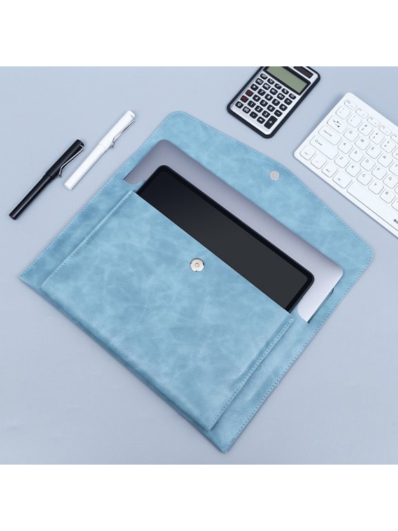 Double Layer Leather Document Bag Storage Organizer, Padded Laptop Sleeve Protector with File Pocket, Multi Purpose Business Portfolio Briefcase for Office Travel Gift