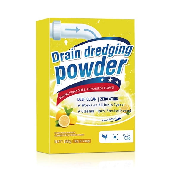 Kieccall Drain Cleaning Powder, Pipe Declogger Powder, Kitchen Sink Bathroom Drain Floor Drain, Grease Dissolving Odor Removal