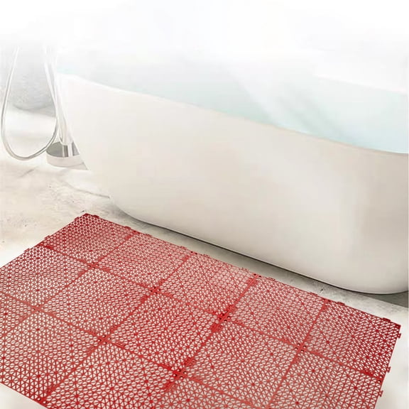 Kieccall Drainage Interlocking Floor Tiles, Non-Slip Pool Deck Drain Tiles For Flooring, Beach Soft Pvc Splicing Modular Cushion Mats, Rubber Floor Tiles With Holes For Shower Basement Garage Shed