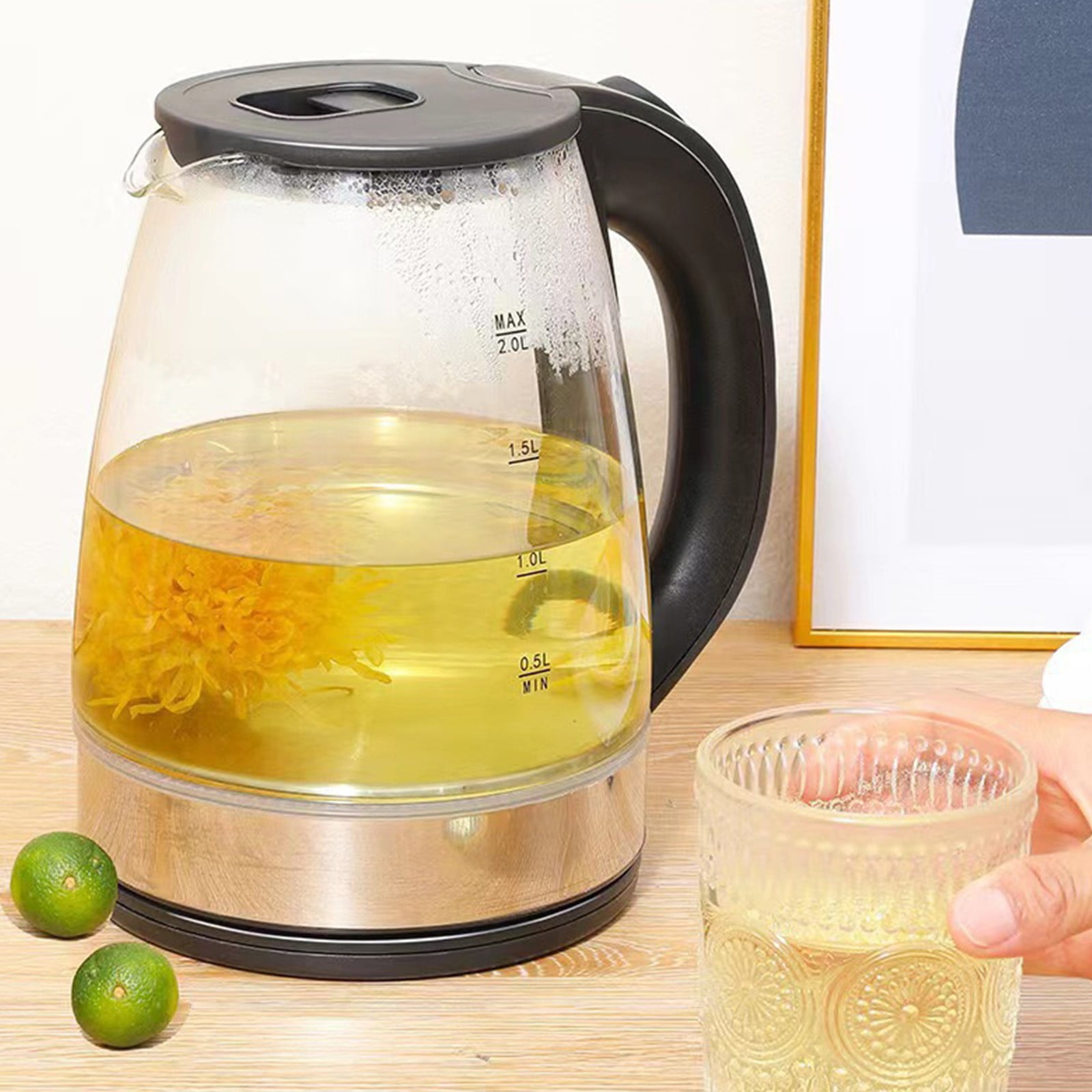 Kieccall Electric Kettles Borosilicate Glass Fast Boiling Pots for Home Kitchen Office Hot Water for Tea and Coffee