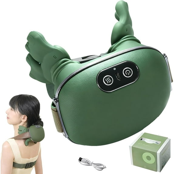 Kieccall Electric Neck and Shoulder Massager, 3 Levels Shiatsu Back Massager with Heat, 2 Temperature Settings, Wireless for Home Office Gift