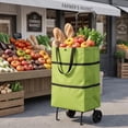 thumbnail image 1 of Kieccall Foldable Rolling Utility Cart, Portable Collapsible Shopping Trolley with Wheels, Lightweight Carry Hand Cart for Grocery Laundry Home Use Gift, 1 of 7