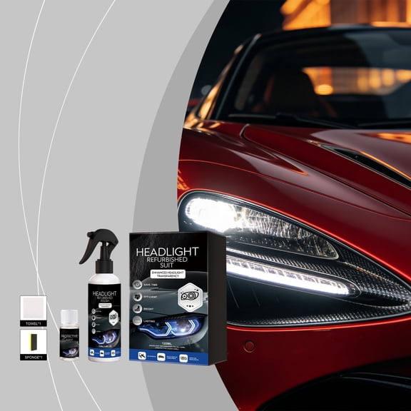 Kieccall Headlight Restoration Set With 100ml Polish 20ml Protectant Sponge And Towel For Auto Lamp Professional Scratch Yellowing Repair Gift