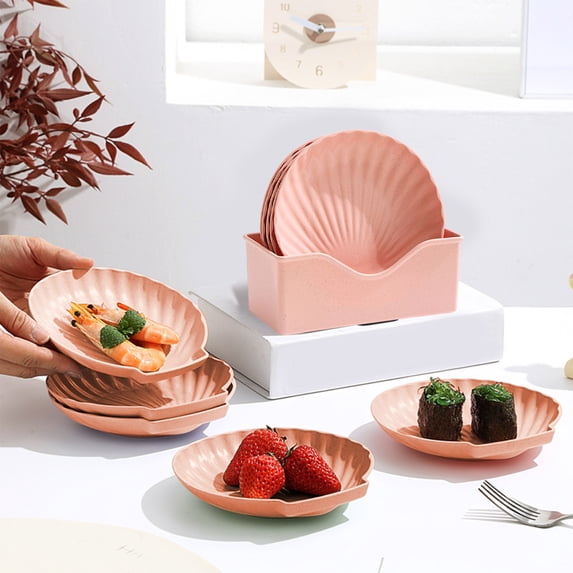 Kieccall Household Bone Plate Set Table Waste Dish with Base 5 Piece Small Plates for Fruit Snack and Kitchen