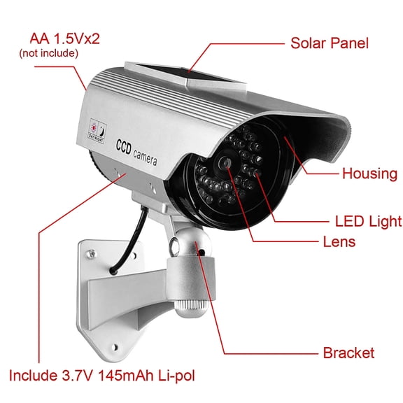 Kieccall IP65 Waterproof Dummy Security Camera with Motion Light, 3 Modes Solar Powered Simulated Surveillance Lamp, Indoor Outdoor Fake Camera Light for Home Garage Shop Gift