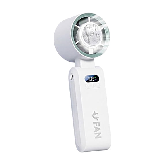 Kieccall Ice Feel Neck Hanging Portable Handheld Fan with Digital Display High Wind for Outdoor Summer Heat Relief