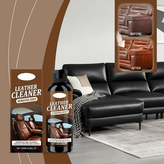 Kieccall Leather Cleaner Leather Stain Remover Conditioner for Home Furniture Sofa Car Auto Seats Deep Clean Stains Preserve Leather Texture 3.4 fl oz