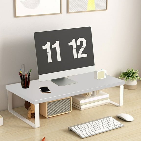 Kieccall Monitor Riser, Desktop Computer Stand with Storage Shelf, Office Desk Organizer and Raised Shelf for Laptop