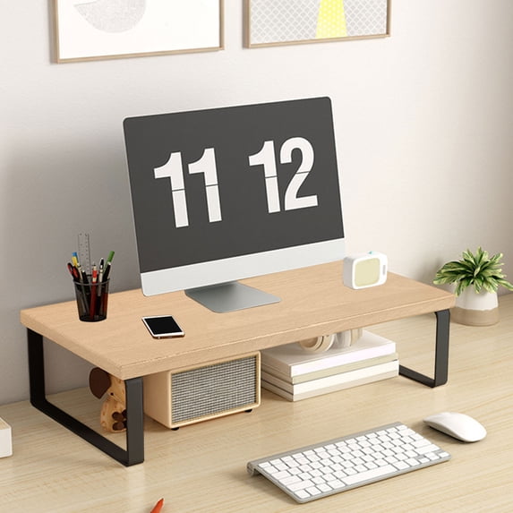 Kieccall Monitor Riser, Desktop Computer Stand with Storage Shelf, Office Desk Organizer and Raised Shelf for Laptop