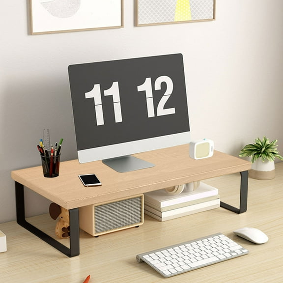 Kieccall Monitor Riser, Desktop Computer Stand with Storage Shelf, Office Desk Organizer and Raised Shelf for Laptop