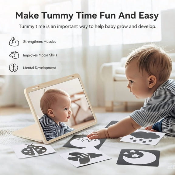 Kieccall Montessori Folding Mirror Portable Foldable Sensory Mirror for Home Learning Use Gift