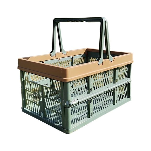 Kieccall Multi-Purpose Plastic Grated Storage Basket - Stackable Portable With Handles, Wall-Mountable For Picnic Camping Picking, Outdoor Organizing Tote