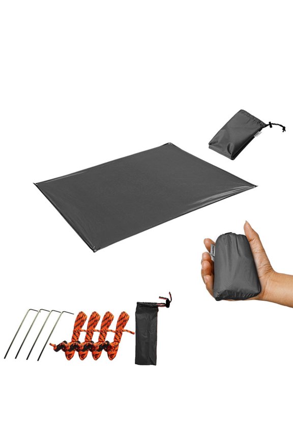 Multifunctional Camping Tarp Rainproof Awning Mat Convertible Rain Poncho And Ground Cover