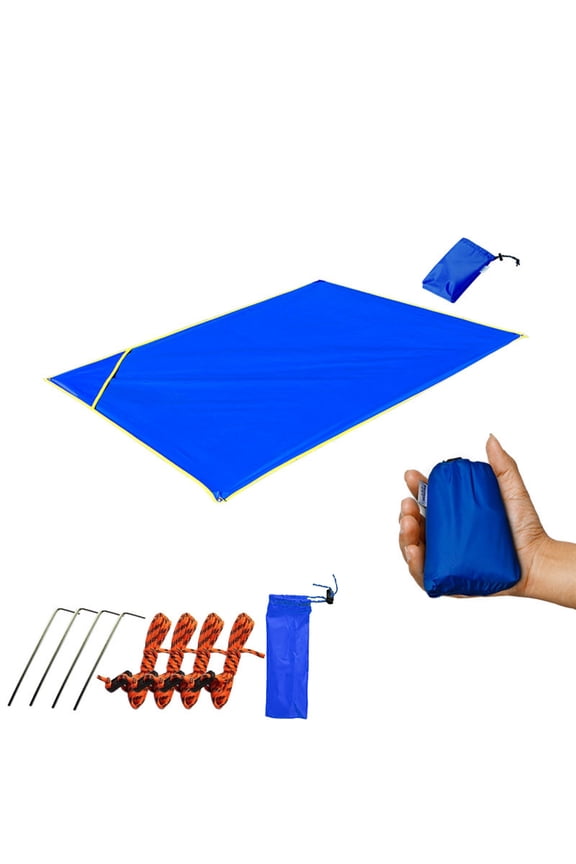 Multifunctional Camping Tarp Rainproof Awning Mat Convertible Rain Poncho And Ground Cover