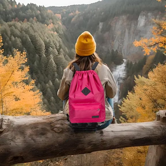 Kieccall Outdoor Drawstring Backpack, Large Capacity Nylon Sports Travel Duffel Bag, Lightweight Water-Resistant Sack Pack for Gym & Day Trips