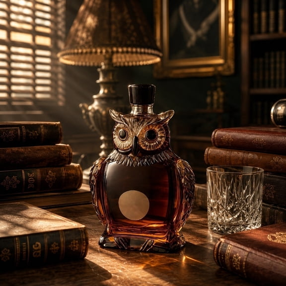Kieccall Owl Shaped High Borosilicate Glass Decanter Whiskey Wine Serving Pitcher For Bar Home Beverage Storage Gift