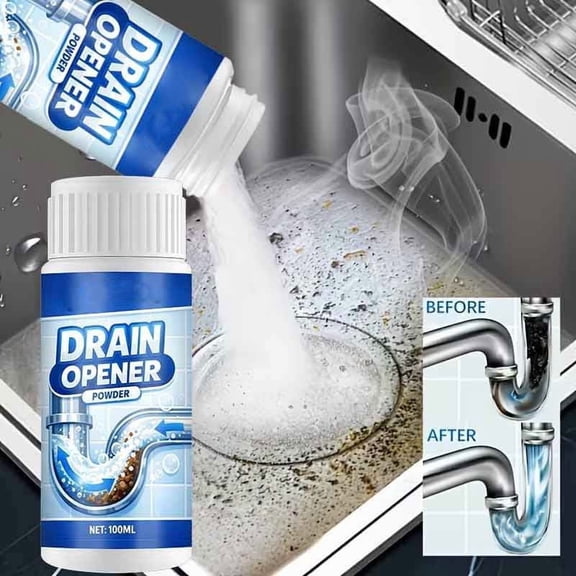 Kieccall Pipe Dredging Powder Powerful Sink Drain Unclog Agent Fast Dissolving Formula 3.38fl oz Multipurpose Cleaning Powder For Bathroom Kitchen Household Pipeline Care Gift