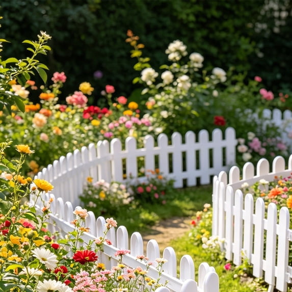 Kieccall Plastic Garden Border Fence Flexible Lawn Barrier Decorative Partition for Flower Bed Vegetable Patch Yard Lawn Outdoor Landscape Edging Seasonal Garden Layout Gift