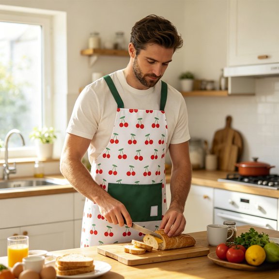 Kieccall Pocketed Apron Functional Cooking Garment, Unisex Waterproof Oil Proof Wear for Kitchen Cooking Dining Room Baking Catering Daily Household Kitchen Work Gift