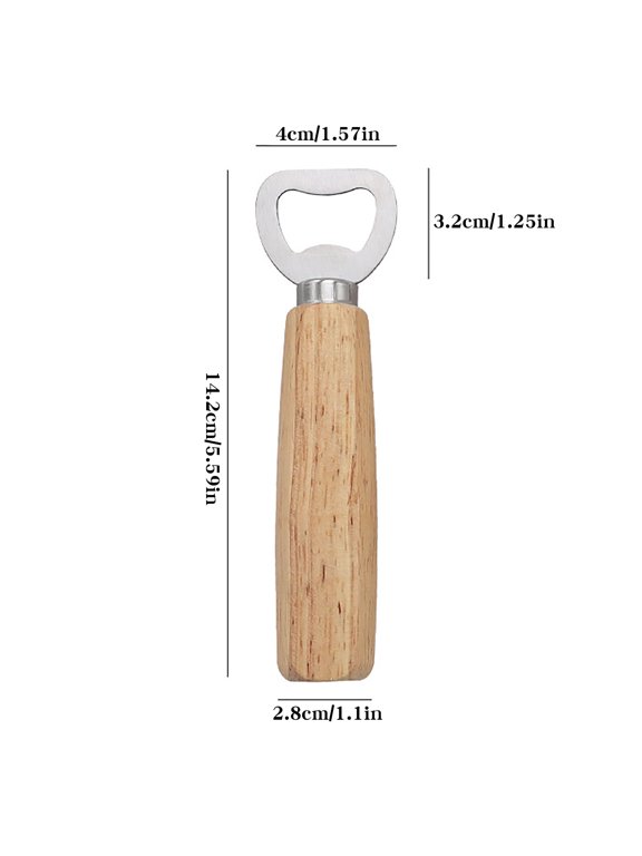Portable Wooden Handle Beer Bottle Opener Stainless Steel Bar Waiter Corkscrew Opener with Keychain Use Gift