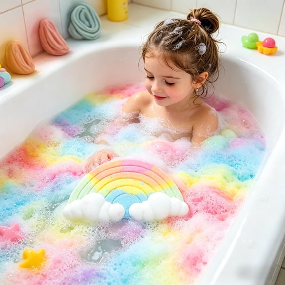 Kieccall Rainbow Cloud Scented Bath Salt Bombs Colorful Aromatherapy for Relaxing Gift