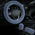 thumbnail image 1 of Kieccall Soft Faux Wool Steering Wheel Cover and Matching Short Handle Covers Set, Winter Warm Grip for Cold Mornings, Multi-Color Options, 1 of 7