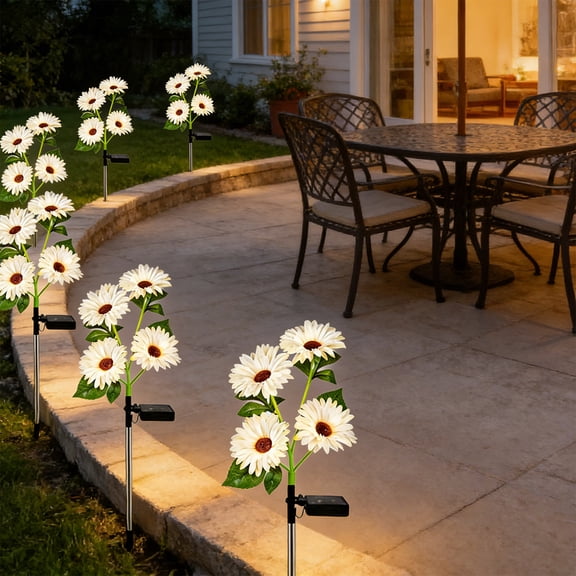 Kieccall Solar Daisy Light Outdoor Flower Stake Lamp Waterproof for Garden Lawn Landscape Pathway Ambient Decorative Lighting