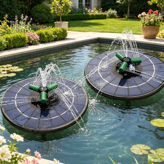 Kieccall Solar Fountain 4W Rotating Nozzle 6 Piece Nozzle Set 9.8 Inch Diameter Gift
